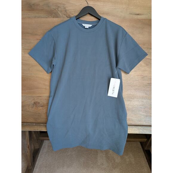 Athleta T Shirt Dress Womens Small Gray Oversized Seasoft Rib Short Sleeve NWT - Picture 1 of 5